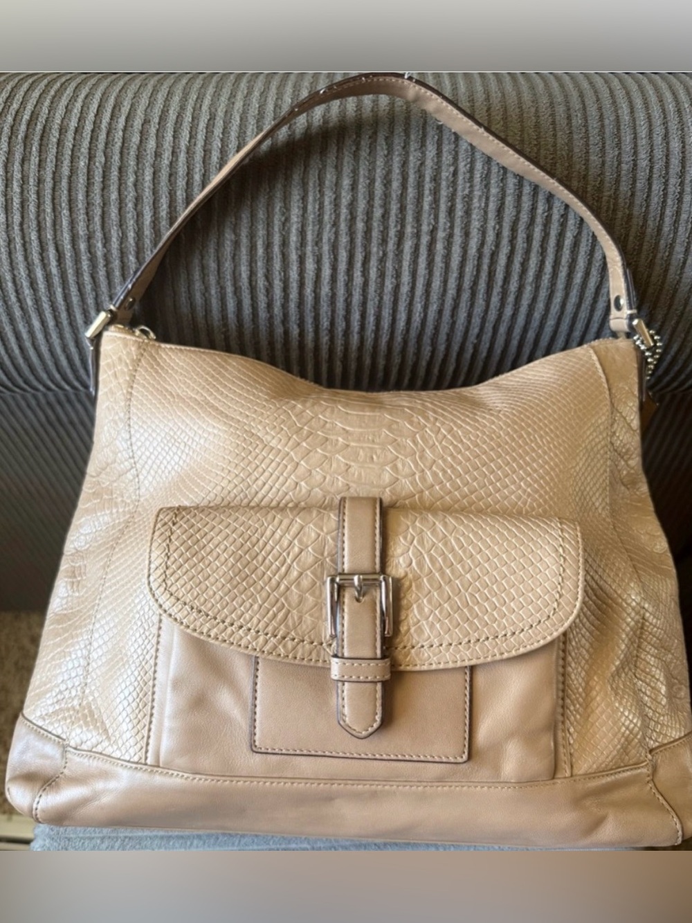 Coach F31283 Charlie Python Hobo Handbag Beige/Camel Color $498.00